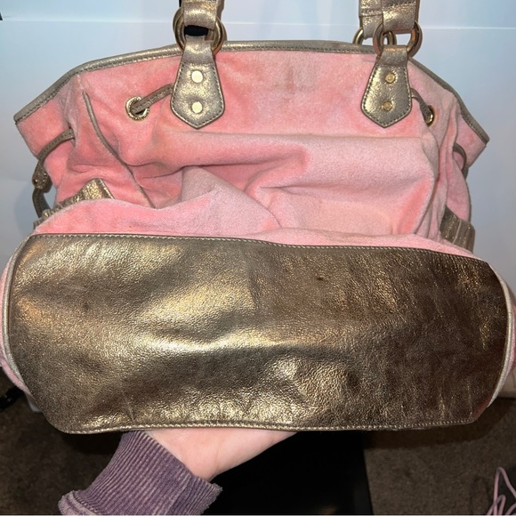 SOLD Vintage Pink Juicy Couture Tote Bag Purse Terry Cloth Preloved Palm Tree - Picture 11 of 14